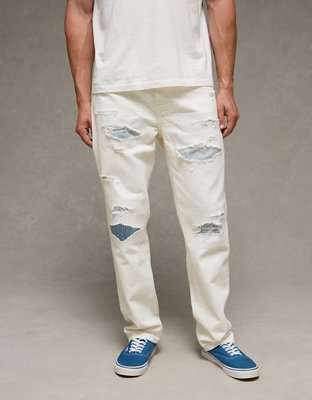 AE Original Straight Jean - Rip And Repair White