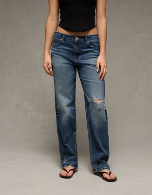 AE Low-Rise Baggy Straight Jean - Medium Tinted Indigo