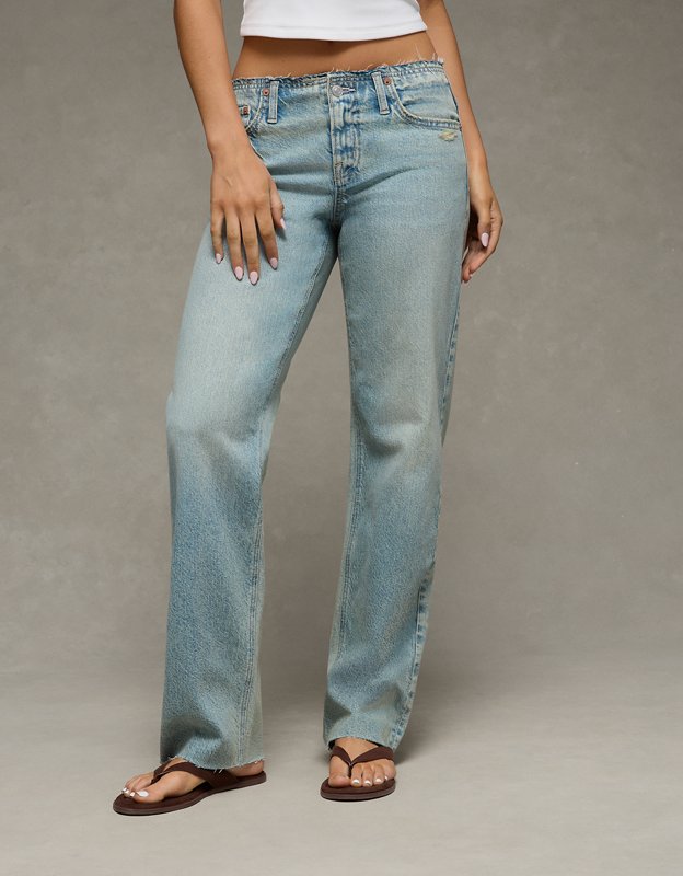 AE Low-Rise Baggy Straight Jean - Light Tinted Wash