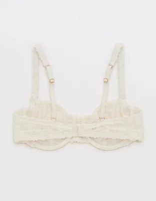 Show Off Vintage Lace Unlined Balconette Bra - Soft Muslin
