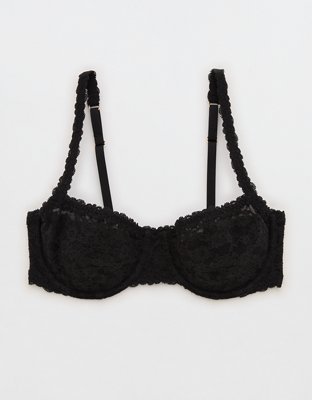 Show Off Vintage Lace Unlined Balconette Bra - True Black