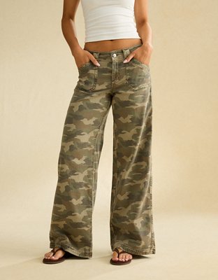 AE Low-Rise Ultra Wide-Leg Pant - Camo Green