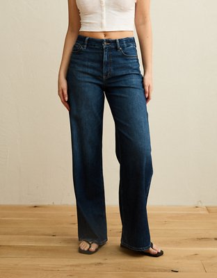 AE Curvy Super High-Waisted Baggy Wide-Leg Jean - Dark Indigo
