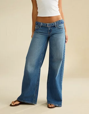 AE Lowest-Rise Baggy Wide-Leg Jean - Medium Tinted