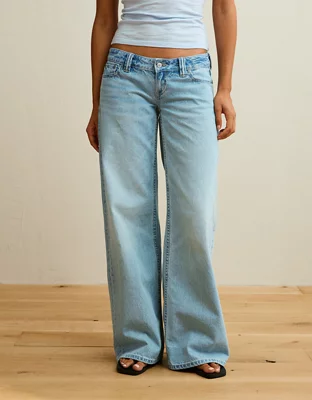 AE Lowest-Rise Baggy Wide-Leg Jean - Medium Tinted Indigo