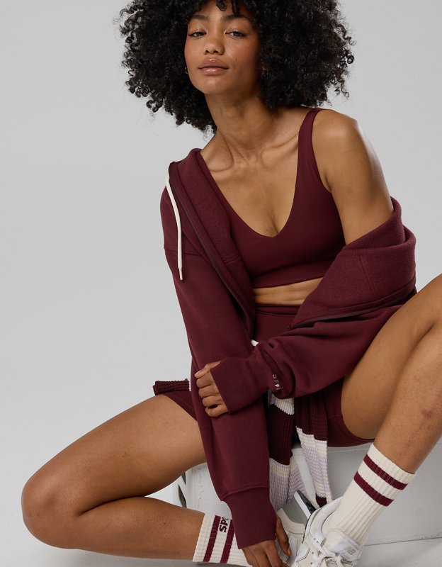 OFFLINE By Aerie Real Me XTRA Classic Double V Sports Bra - Royal Berry