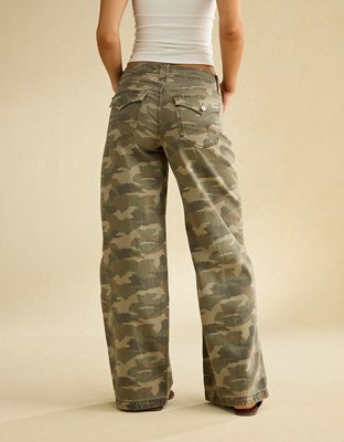 AE Low-Rise Ultra Wide-Leg Pant - Camo Green