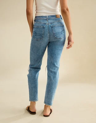 AE Ripped Mom Jean - Blown Out Blue