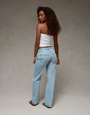 AE Curvy High-Waisted Straight Jean - Destroyed Light Wash
