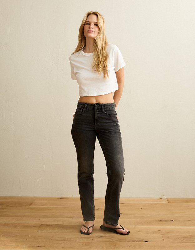 AE Curvy High-Waisted Straight Jean - Black
