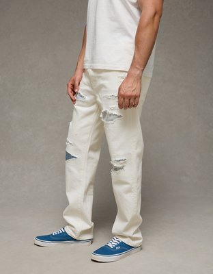 AE Original Straight Jean - Rip And Repair White