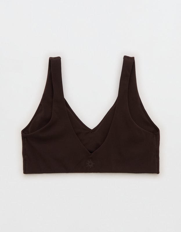 OFFLINE By Aerie Real Me XTRA Classic Double V Sports Bra - Deep Earth