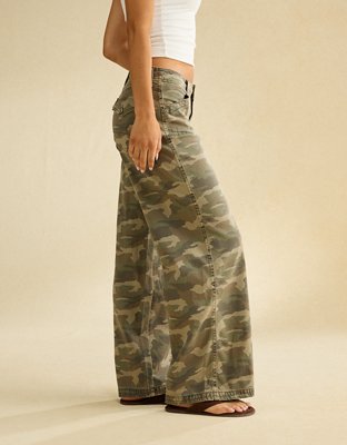 AE Low-Rise Ultra Wide-Leg Pant - Camo Green