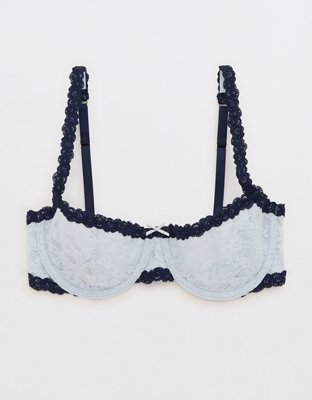 Show Off Vintage Lace Unlined Balconette Bra - Misty Sky