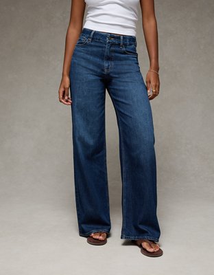 AE Curvy Super High-Waisted Baggy Wide-Leg Jean - Dark Indigo