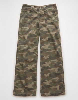 AE Low-Rise Ultra Wide-Leg Pant - Camo Green