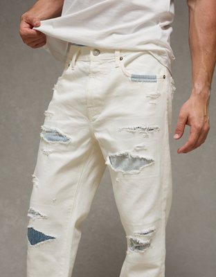 AE Original Straight Jean - Rip And Repair White