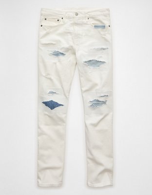 AE Original Straight Jean - Rip And Repair White