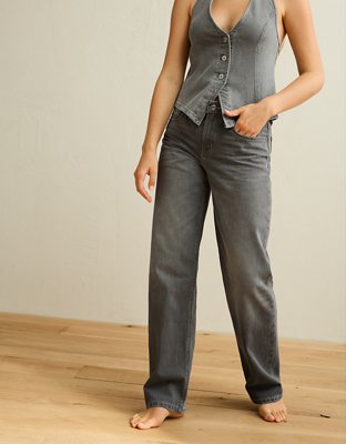 AE Low-Rise Baggy Straight Jean - Grey
