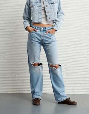 AE Low-Rise Baggy Straight Jean - Light Vintage
