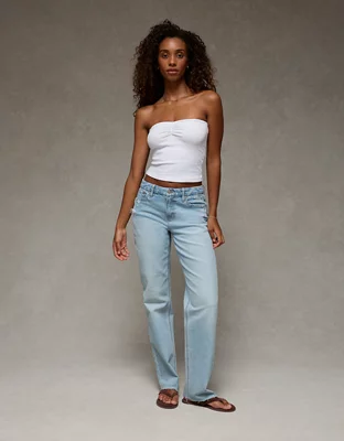 AE Curvy High-Waisted Straight Jean - Destroyed Light Wash