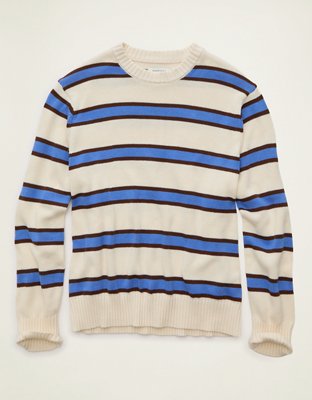 AE Striped Crew Neck Sweater - White