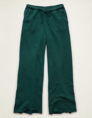 AE Dreamy Fleece Low-Rise Wide-Leg Sweatpant - Camper Green
