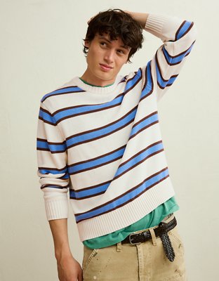 AE Striped Crew Neck Sweater - White