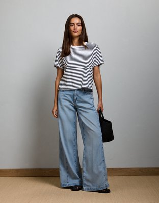 AE77 Premium Super Wide Jean - Light Wash