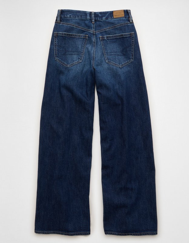 AE Curvy Super High-Waisted Baggy Wide-Leg Jean - Dark Indigo