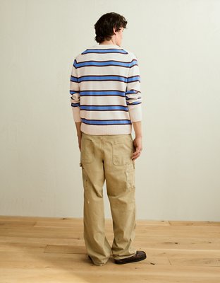 AE Striped Crew Neck Sweater - White
