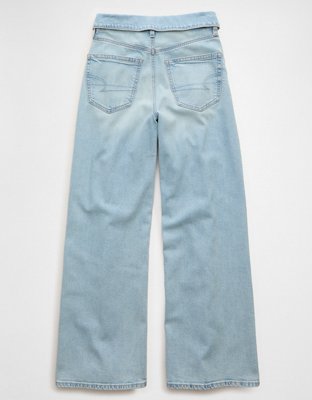 AE Curvy Super High-Waisted Baggy Wide-Leg Jean - Light Wash