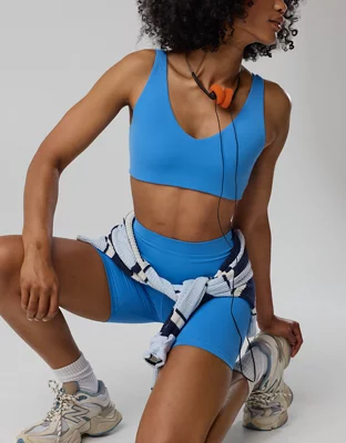 OFFLINE By Aerie Real Me XTRA Classic Double V Sports Bra - Rome Blue