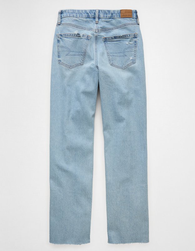 AE Curvy High-Waisted Straight Jean - Destroyed Light Wash