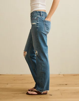 AE Curvy High-Waisted Straight Jean - Light Destroy Wash