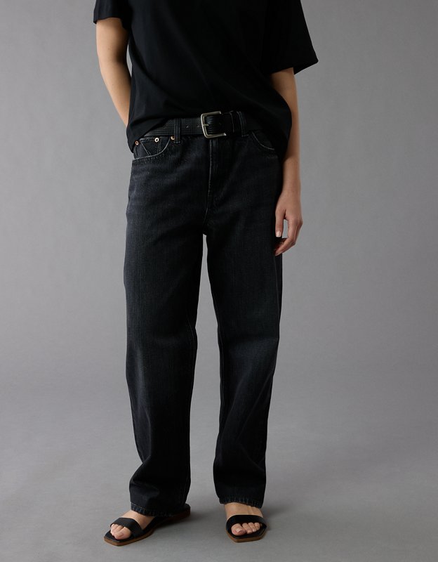 AE Low-Rise Baggy Straight Jean - Black Blaze