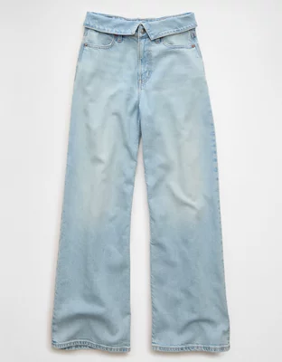 AE Curvy Super High-Waisted Baggy Wide-Leg Jean - Light Wash