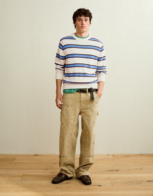 AE Striped Crew Neck Sweater - White