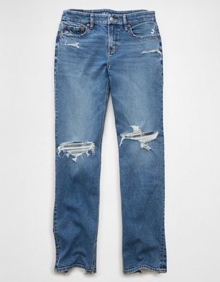 AE Curvy High-Waisted Straight Jean - Light Destroy Wash