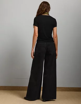 AE77 Premium Super Wide Jean - Black