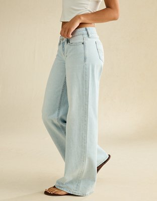 AE Lowest-Rise Baggy Wide-Leg Jean - Cool Classic