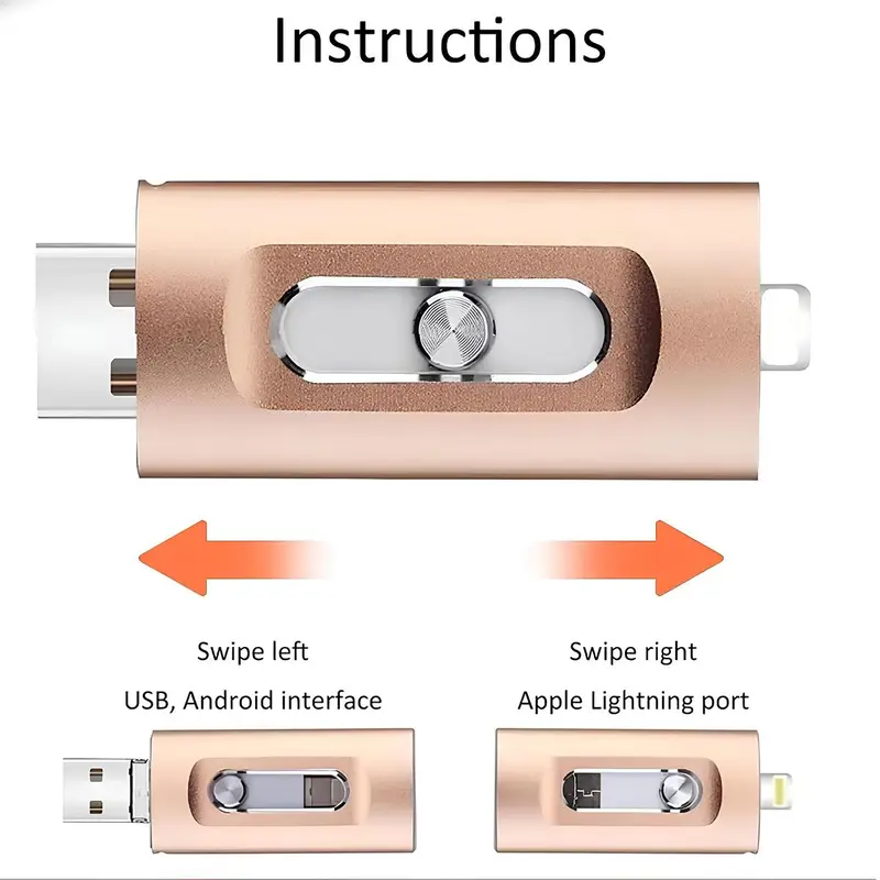 3 in 1 Flash Drive,High Speed USB 3.0 Memory Storage,OTG Flash Pen Drive with Free Type-C Adapter for iPhones/Android/PC and More Devices,64GB/128GB/256GB Photo Stick USB Memory Stick Storage for Photos and Videos Backup