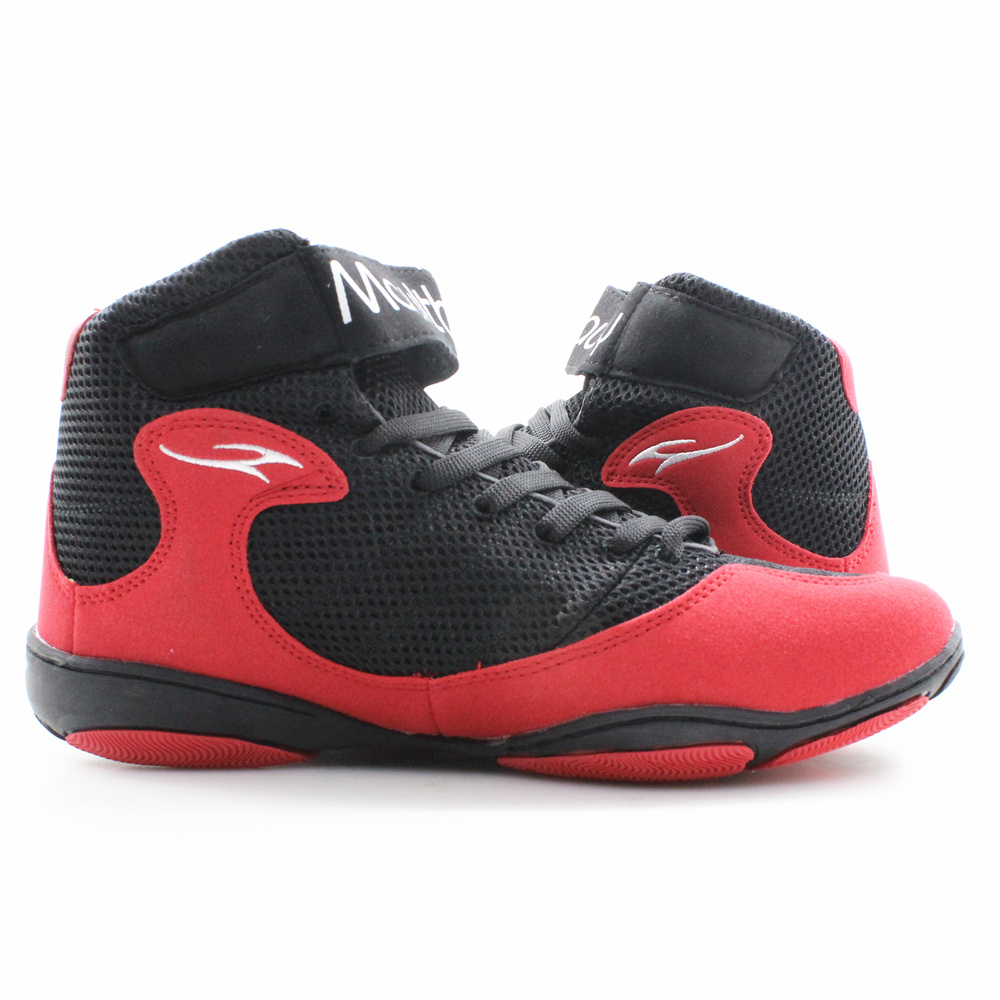  Speed Men's Boxing Training Boot Black Red Wrestling Shoes