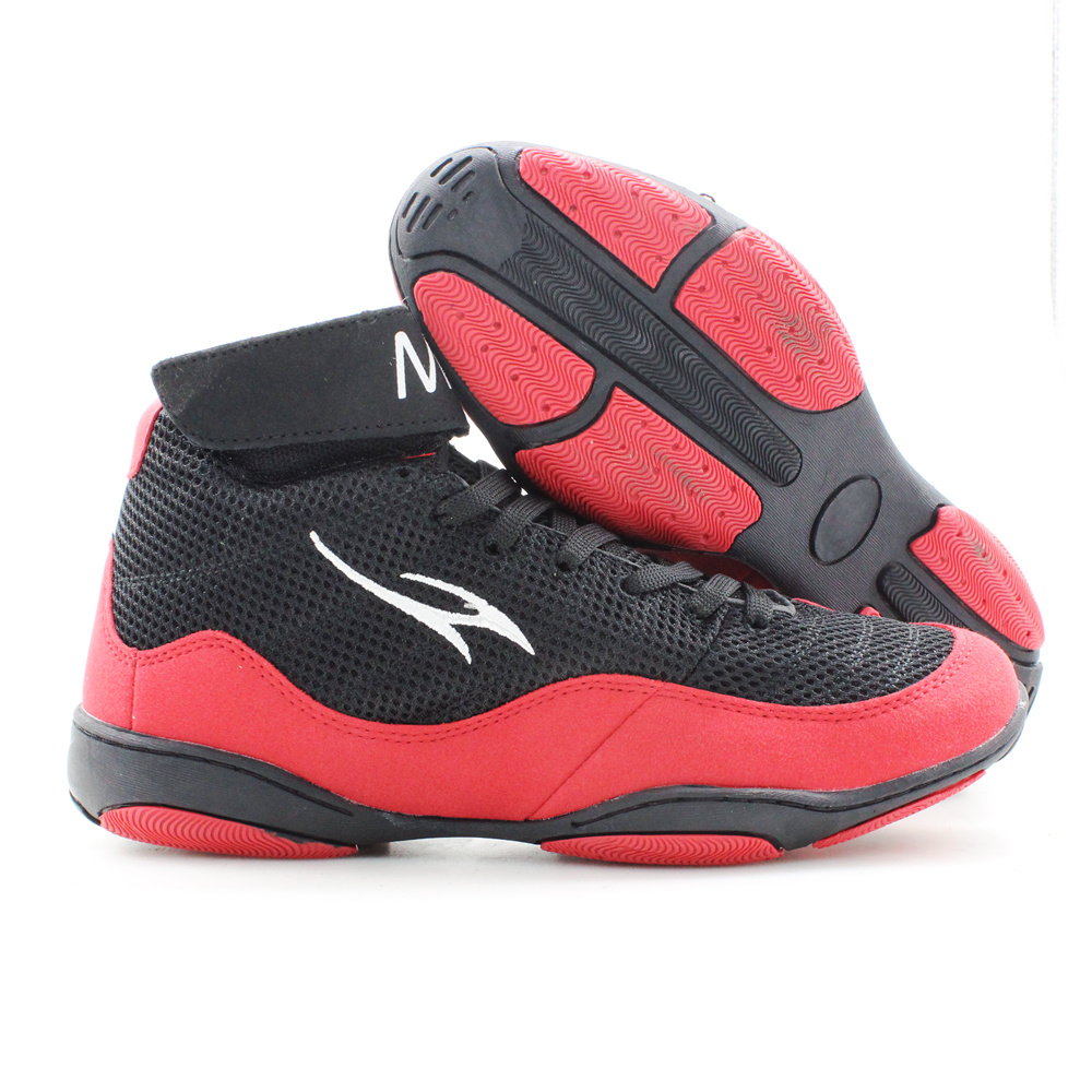  Speed Men's Boxing Training Boot Black Red Wrestling Shoes