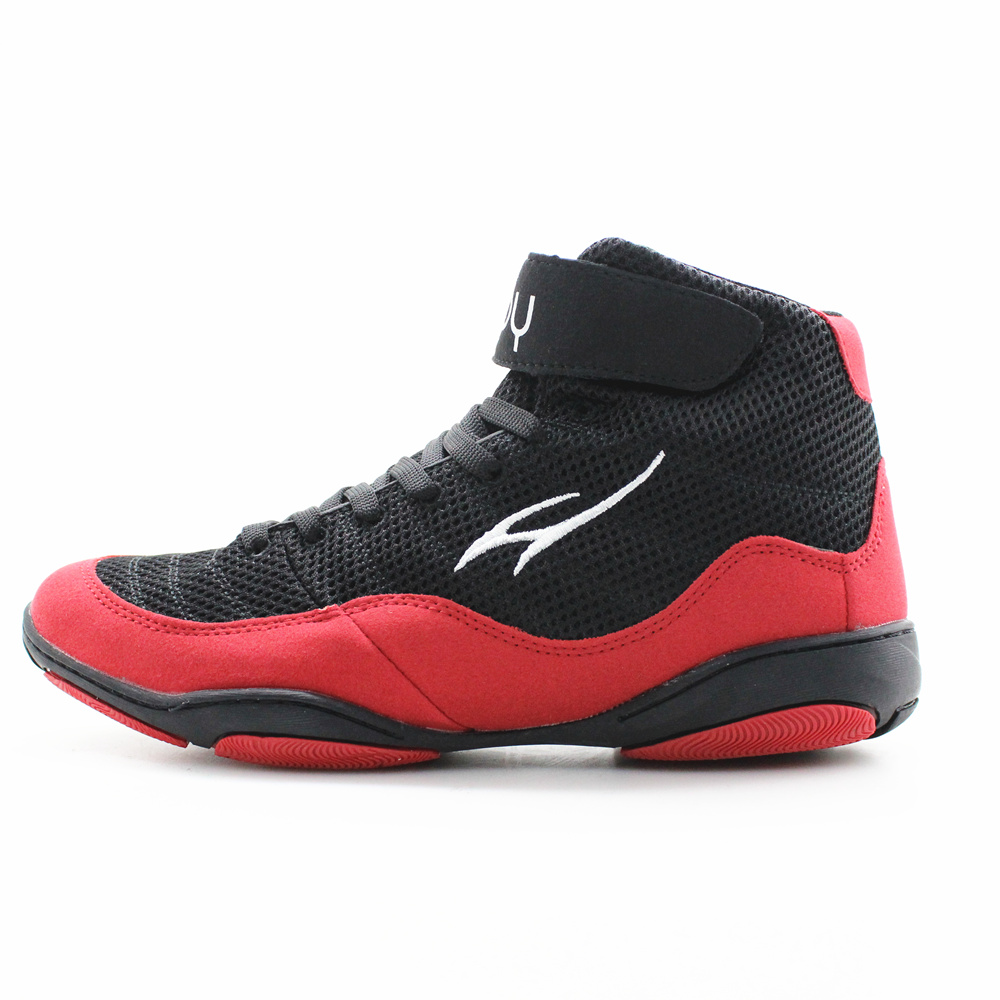  Speed Men's Boxing Training Boot Black Red Wrestling Shoes