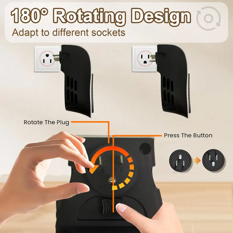 Wall Outlet Space Heater, 450W Plug in Electric Heater with Adjustable Thermostat, Portable Plug in Small Space Heater for Indoor,12H Timer & LED Display, PTC Ceramic Fast Heat Safely for Bedroom Bathroom Office