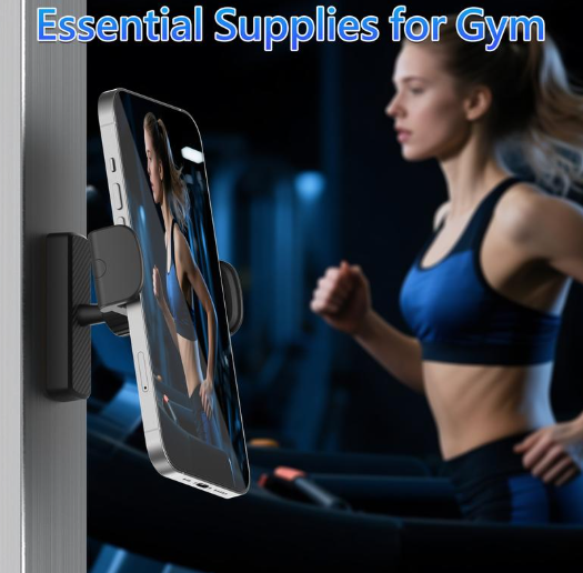Magnetic Phone Holder for Gym - 360° Adjustable, Strong Portable Magnet Phone Mount for Workout Recording, Fitness Accessories Essentials, Compatible with Andriod Phone and iPhone 16/15/14/13/12, Perfect Gift for Men & Women