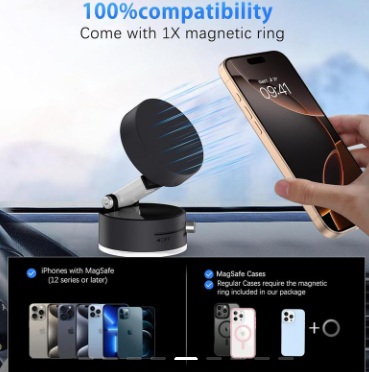 Magnetic Suction Phone Holder, 2025 New Magnetic Suction Phone Mount, Foldable Portable Double-Sided Vacuum Magnetic adsorption Adjustable Mobile Phone Holder for All Phones