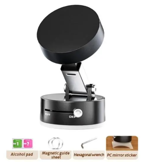 Magnetic Suction Phone Holder, 2025 New Magnetic Suction Phone Mount, Foldable Portable Double-Sided Vacuum Magnetic adsorption Adjustable Mobile Phone Holder for All Phones