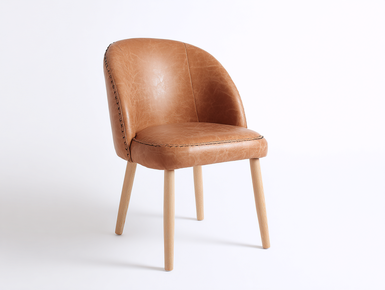 Esszimmerstühle Kunstleder Holz 52x56x82 cm - Cognac Naturholz - moderner Stuhl für Esszimmer-Jariiaspace